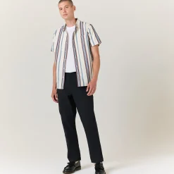 Stance Bales Button Up Cotton Shirt NAVYSTRIPE Discount