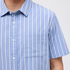 Stance Bales Button Up Organic Cotton Shirt Stoneblue Discount