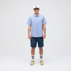 Stance Bales Button Up Organic Cotton Shirt Stoneblue Discount
