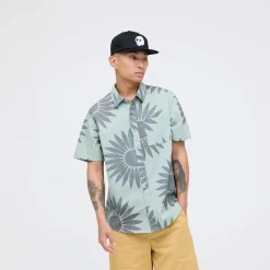 Stance Bales Button Up Organic Cotton Shirt Seagreen Sale