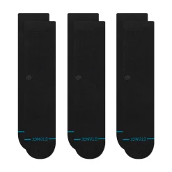 Stance Icon Crew Socks 3 Pack Black/Black Clearance