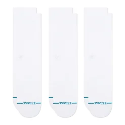 Stance Icon Crew Socks 3 Pack White/White Outlet