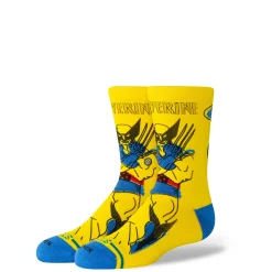 Stance Marvel X Kids Cotton Crew Socks Marvel Wolverine Yellow Best