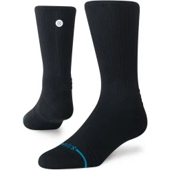 Stance Medium Performance Crew Socks Solid Ribbed Black New